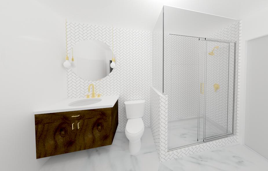 mainbath design render mid-century-condo re-design | Creative Touch Kelowna Interior Design